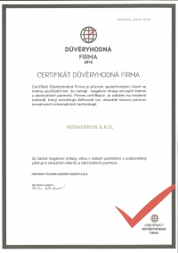 Certifikát dôveryhodná firma