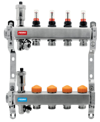 Nerezový rozdeľovač F-PRO s automatickou reguláciou prietoku 5 okruhov